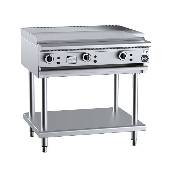 B+S Black TEP-9 Gas Teppanyaki Hotplate 900mm on Leg Stand Mattys