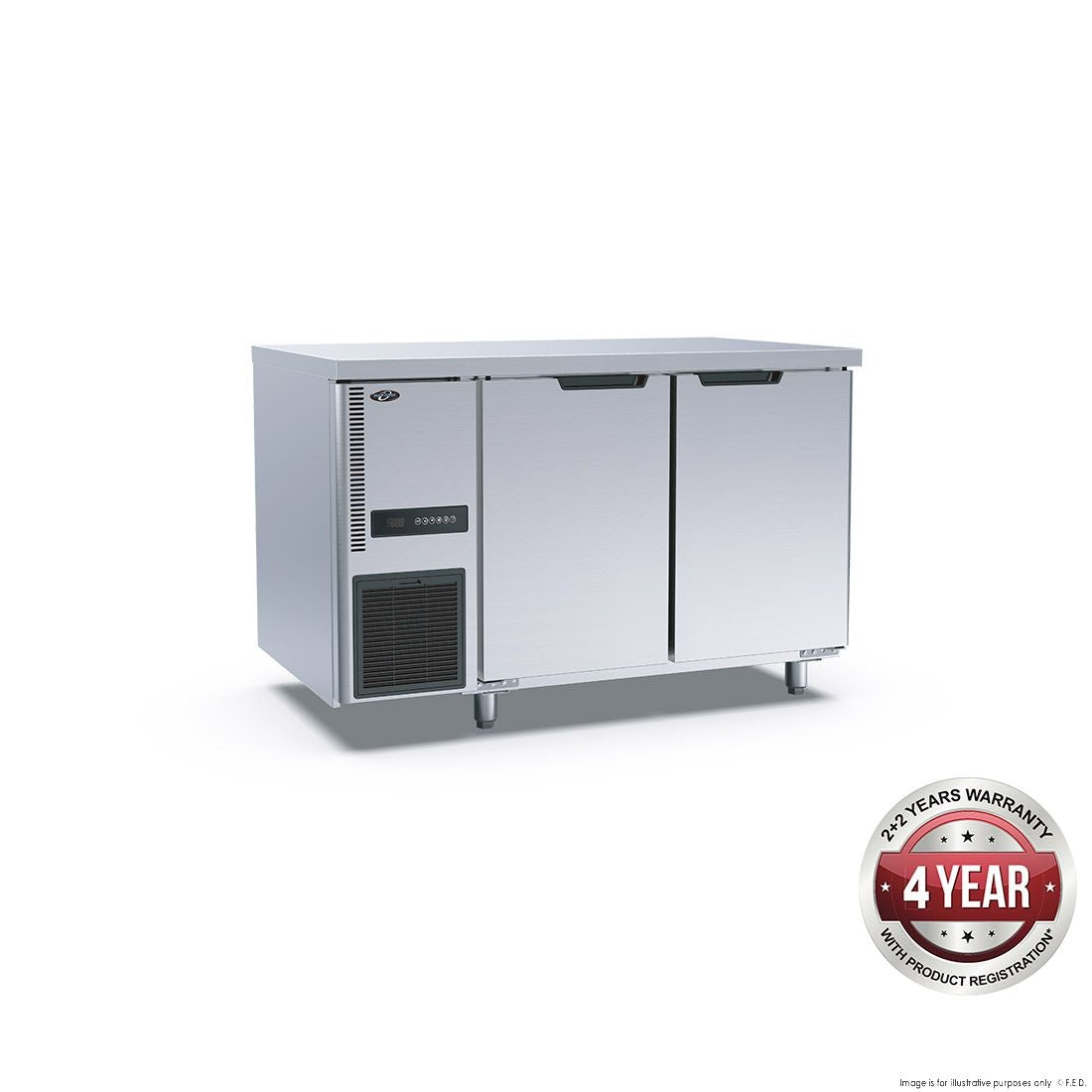 F.E.D. Thermaster TL1200TN Stainless Steel Double Door Workbench Fridge Mattys