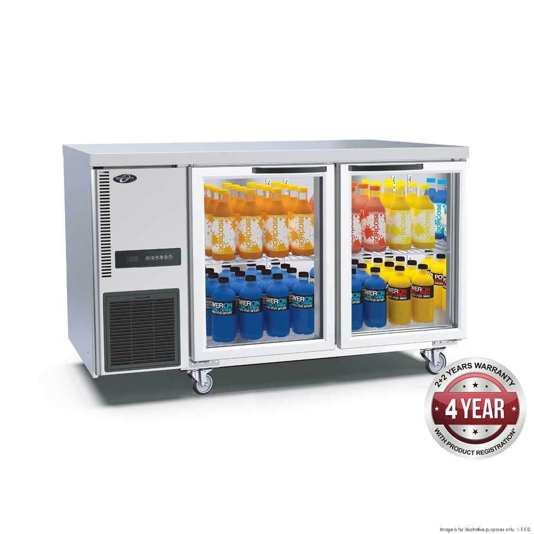 F.E.D. Thermaster TL1200TNG Glass Door Workbench Fridge Mattys