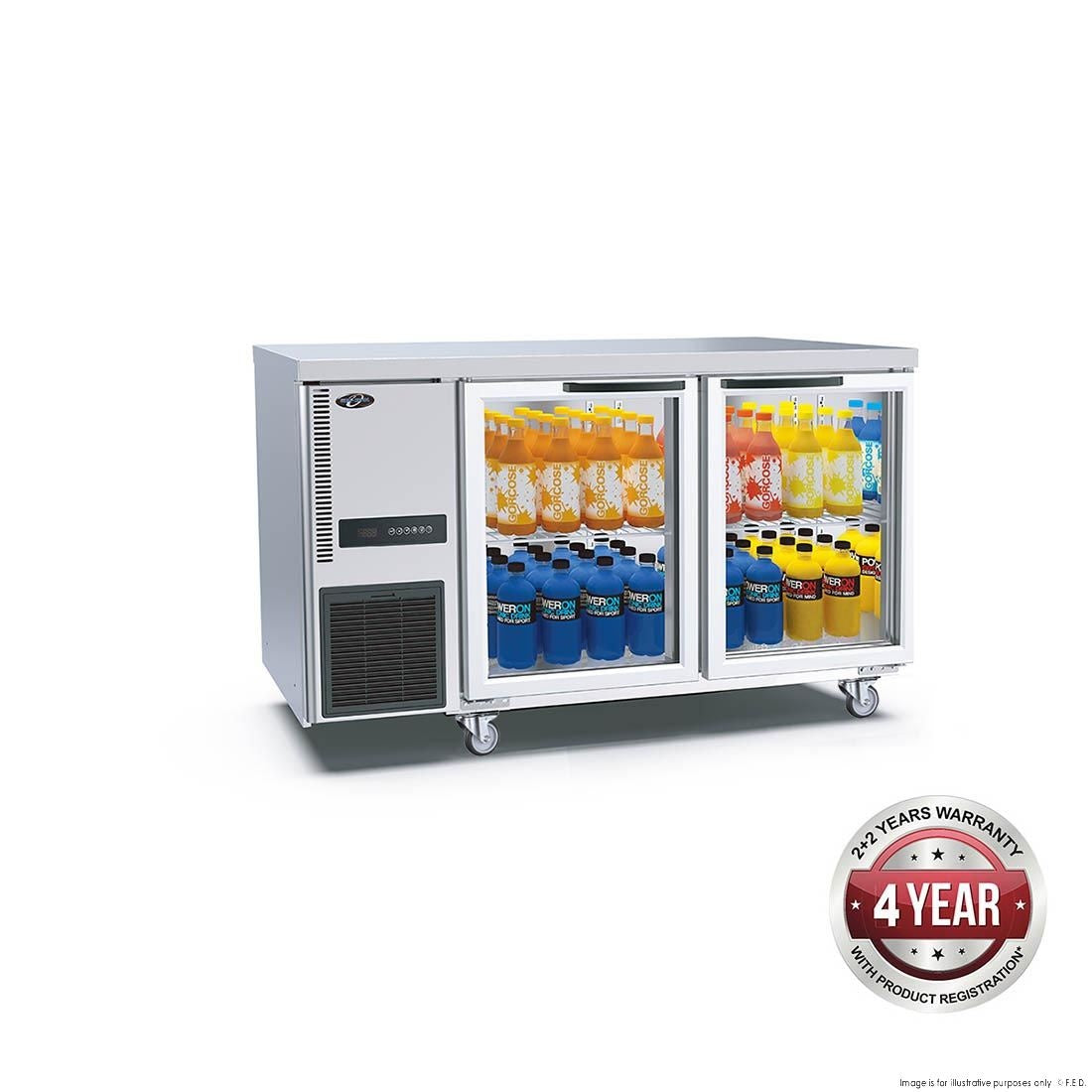 F.E.D. Thermaster TL1500TNG Glass Door Workbench Fridge Mattys