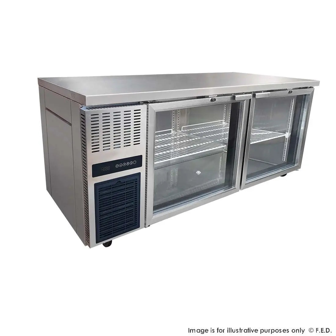 F.E.D. Large Double Glass Door Workbench Fridge - TL1800TNG Mattys