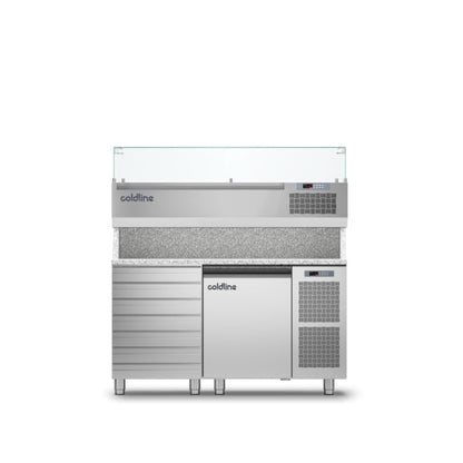 Coldline TZ09/1MC VP - 1 Door 7 Drawers Prep Bench - With Display Case Mattys
