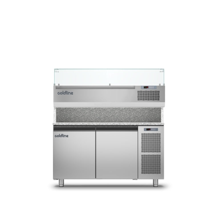 Coldline TZ13/1M VP - Pizza Preparation Counter 2 Door - With Display Case Mattys