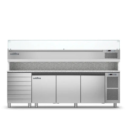Coldline 3 Door 7 Drawers Prep Bench - With Display Case - TZ17/1MC VP Mattys