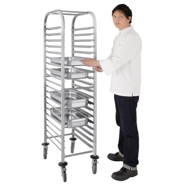 Stainless Steel & Shelving Vogue Gastronorm Racking Trolley 20 Level - U376 Vogue