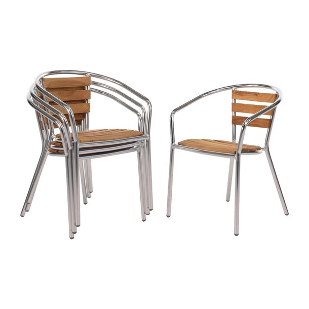 Cleaning Products Bolero Aluminium & Ash Chairs (Pack of 4) - U421 Bolero