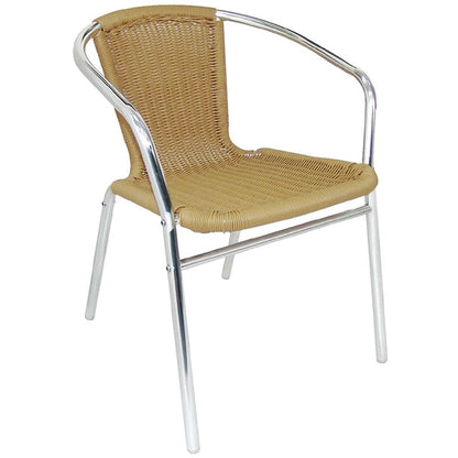 Cleaning Products Bolero Natural Wicker Chair with Aluminium Frame (Pack 4) - U422 Bolero