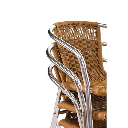 Cleaning Products Bolero Natural Wicker Chair with Aluminium Frame (Pack 4) - U422 Bolero