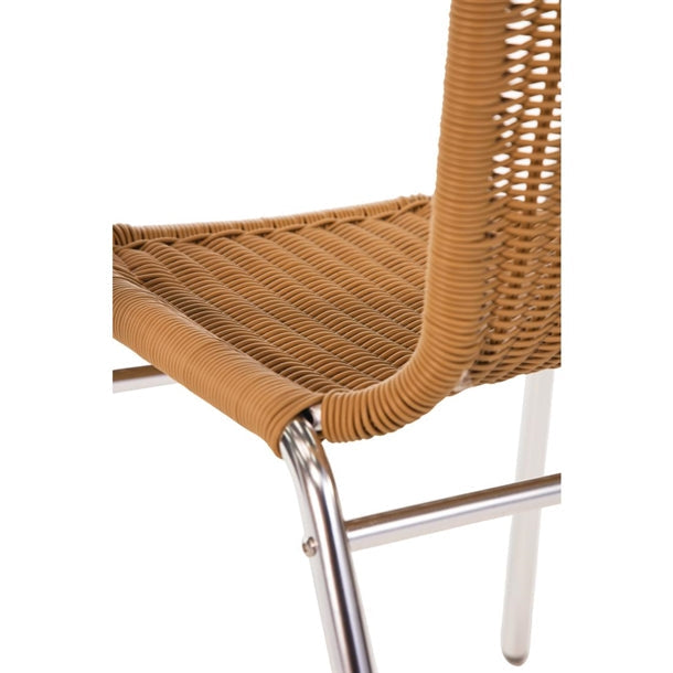 Cleaning Products Bolero Natural Wicker Chair with Aluminium Frame (Pack 4) - U422 Bolero