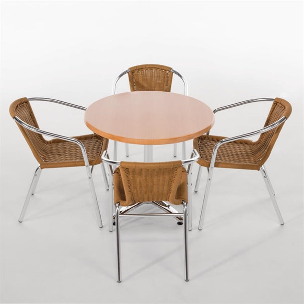 Cleaning Products Bolero Natural Wicker Chair with Aluminium Frame (Pack 4) - U422 Bolero