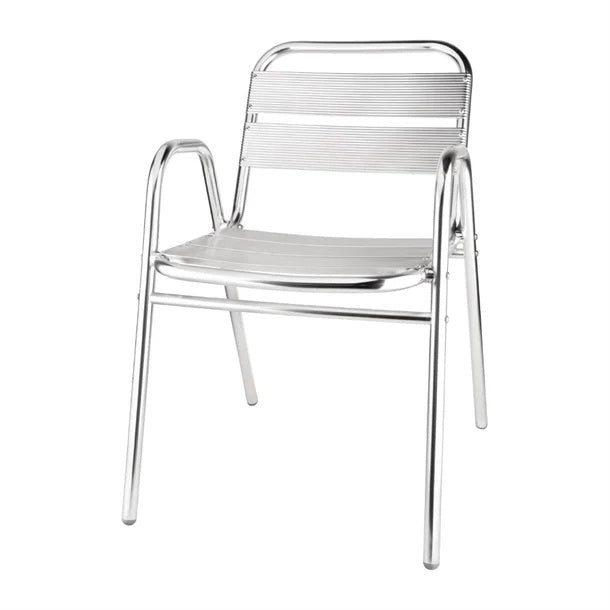 Bolero Aluminium Stacking Chairs Arched Arms (Pack of 4) U501 Mattys