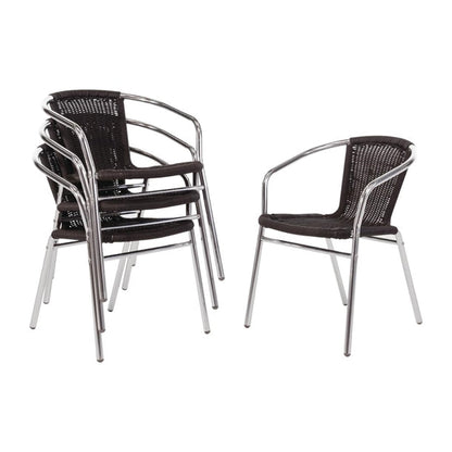 Cleaning Products Bolero Black Wicker Chair with Aluminium Frame (Pack 4) - U507 Bolero