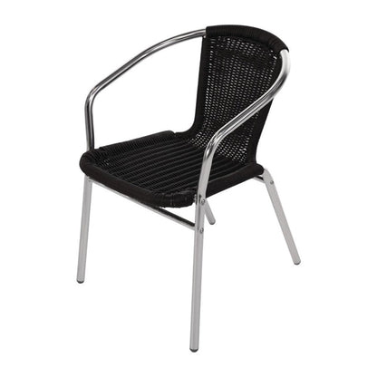 Cleaning Products Bolero Black Wicker Chair with Aluminium Frame (Pack 4) - U507 Bolero