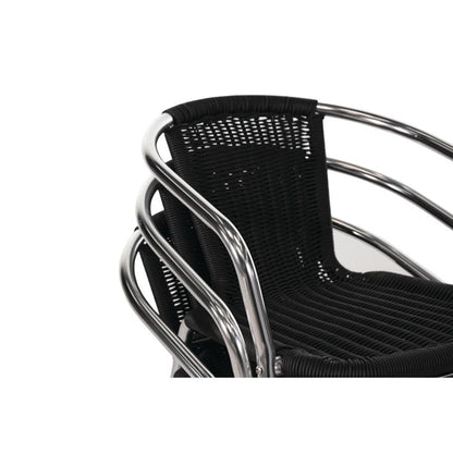 Cleaning Products Bolero Black Wicker Chair with Aluminium Frame (Pack 4) - U507 Bolero