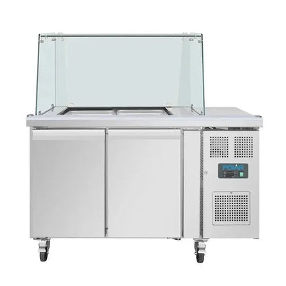 Polar U-Series GN Saladette Counter with Square Sneeze Guard 2 Door UA017-A Mattys