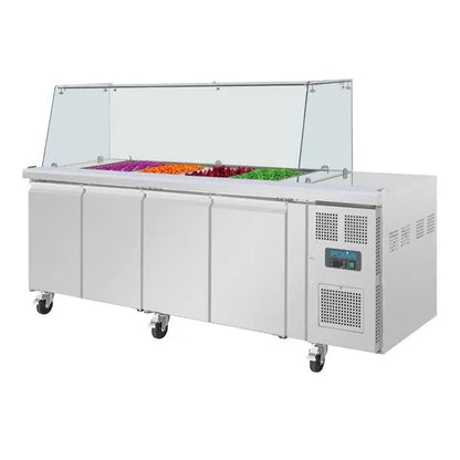 Polar U-Series GN Saladette Counter with Square Sneeze Guard 4 Door UA019-A Mattys