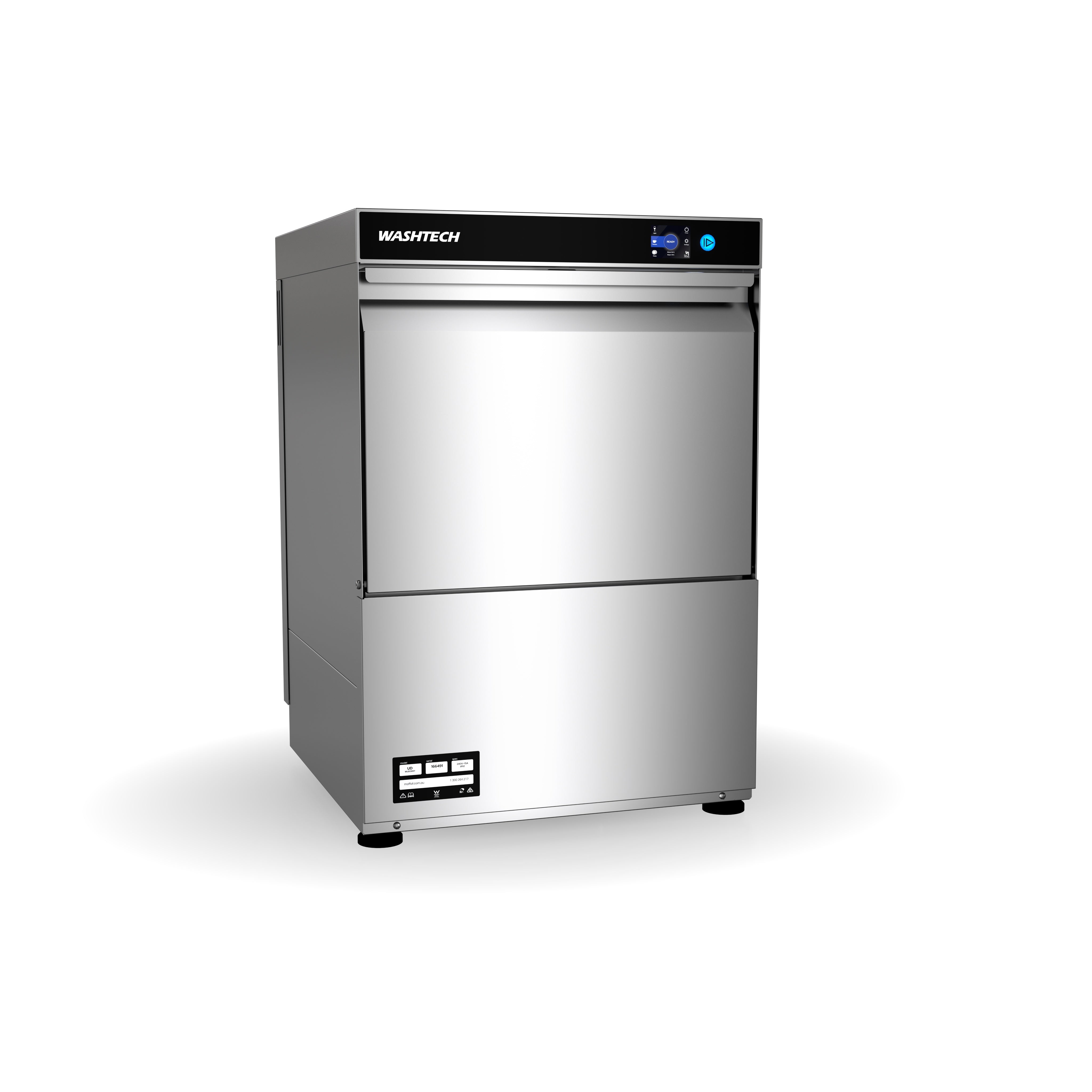 Washtech Professional Undercounter Dishwasher and Polish Free Compatible Glasswasher 500mm Rack UD-R