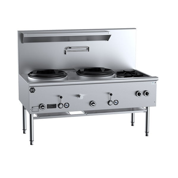 B+S Black UFWWD-2SB2 Gas Two Hole Deluxe Waterless Wok Table with Two RHS Burners Mattys