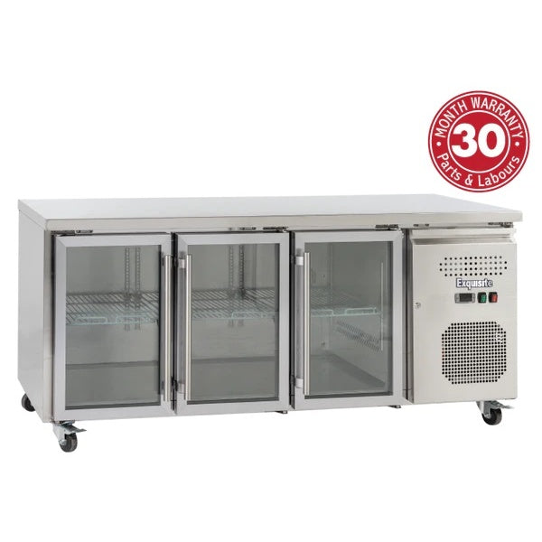 EXQUISITE USC400G Three Glass Door Underbench Fridge Mattys