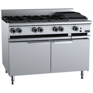 Verro Combination Tops Six Open Burners & 300mm Char Broiler Bench Mounted VBT-SB6-CBR3BM Mattys