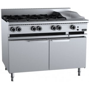B+S Verro Combination Tops Six Open Burners & 300mm Grill Plate Bench Mounted VBT-SB6-GRP3BM Mattys