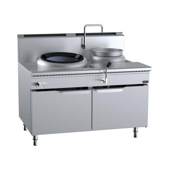 B+S Verro VCCF-HP1+1R Gas Single Hole Hi Pac Wok with Right Rear Pot - Cabinet Mounted Mattys
