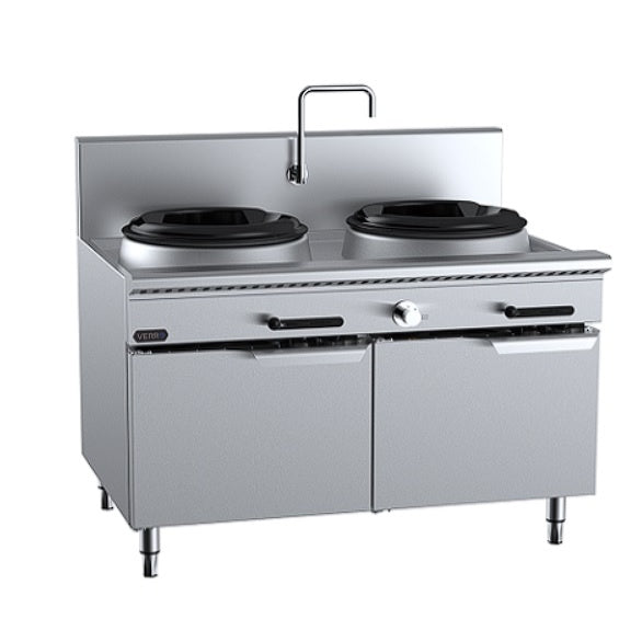 B+S Verro VUFWWD-2SB2 Two Hole Deluxe Waterless Wok Table with Two RHS Burners Mattys