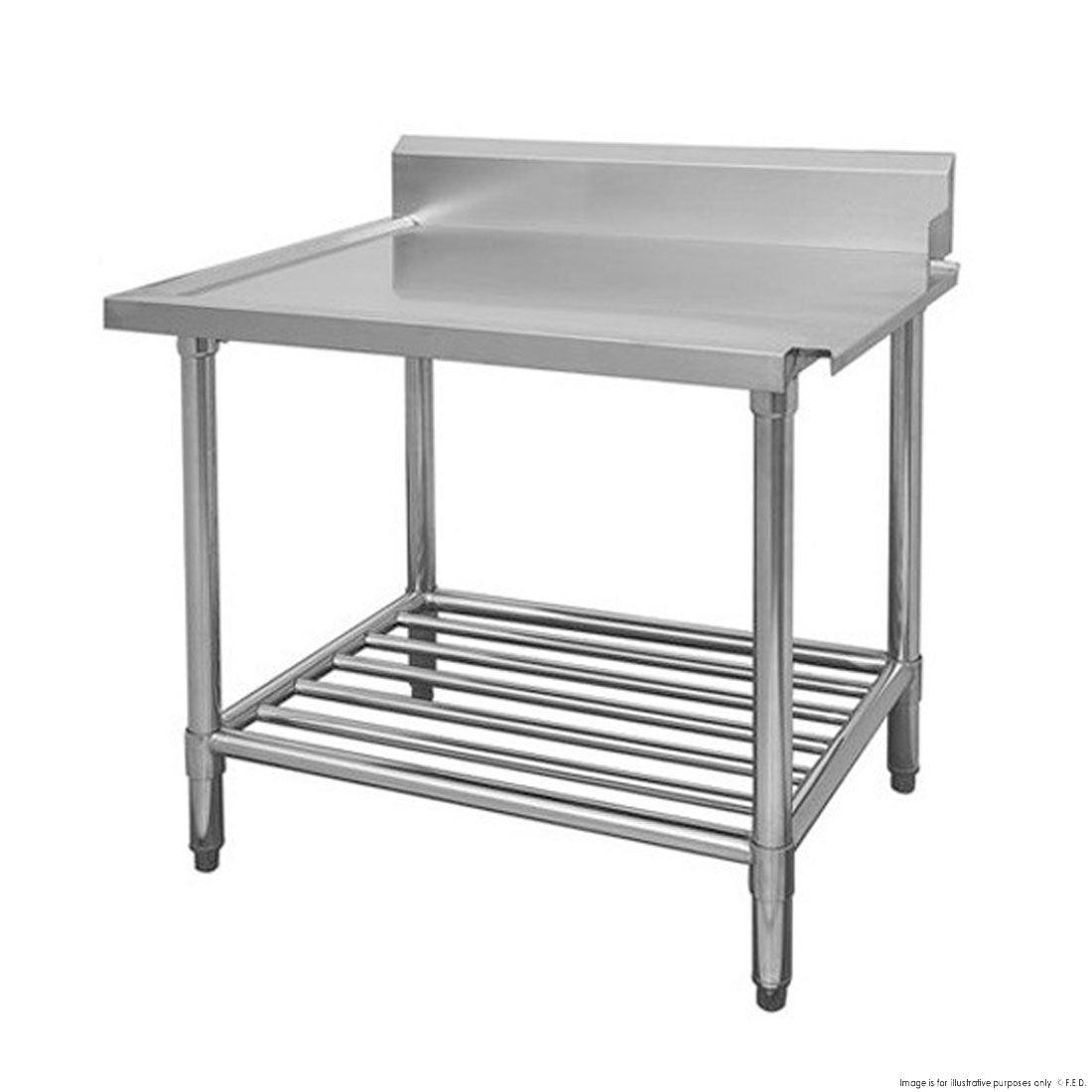 F.E.D. Modular systems WBBD7-0900R/A All Stainless Steel Dishwasher Bench Right Outlet Mattys