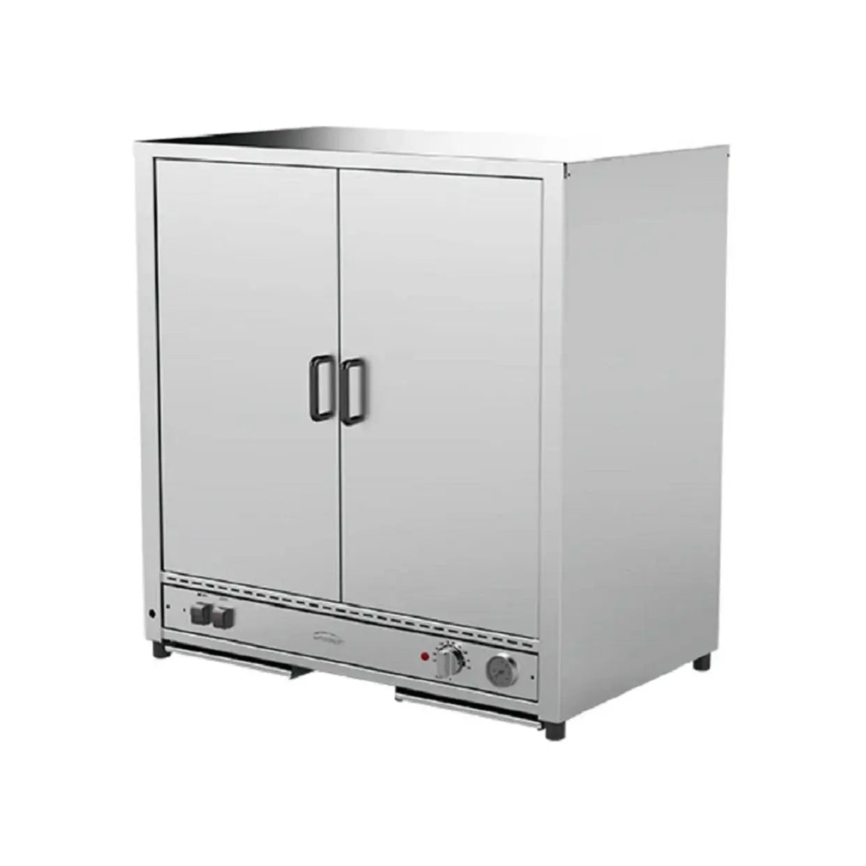 Woodson 200 Pie Display W.PIP200R. Control Side - Stainless Swing Doors. Customer Side - Solid Stainless Mattys