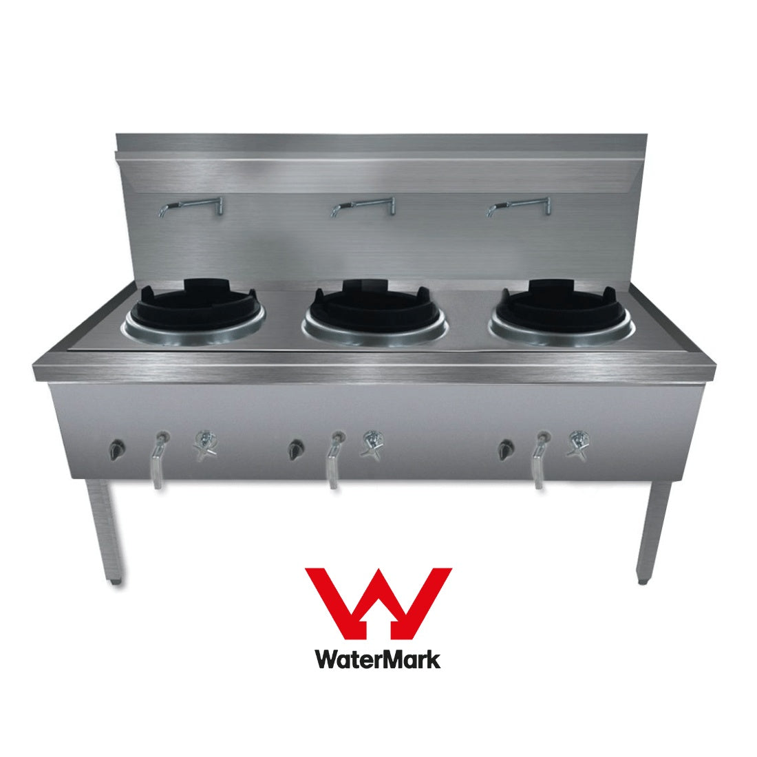 Gasmax Stainless Steel Waterless LPG Triple Wok Chimney Burner - WW-3LC Gasmax