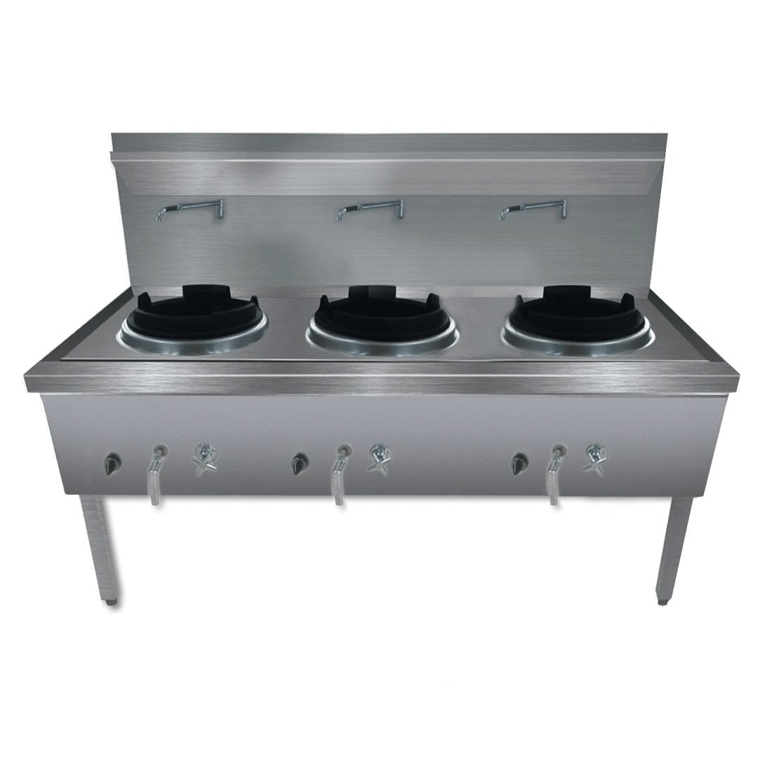 Gasmax Stainless Steel Waterless Nature Gas Triple Wok Chimney Burner - WW-3NC Gasmax