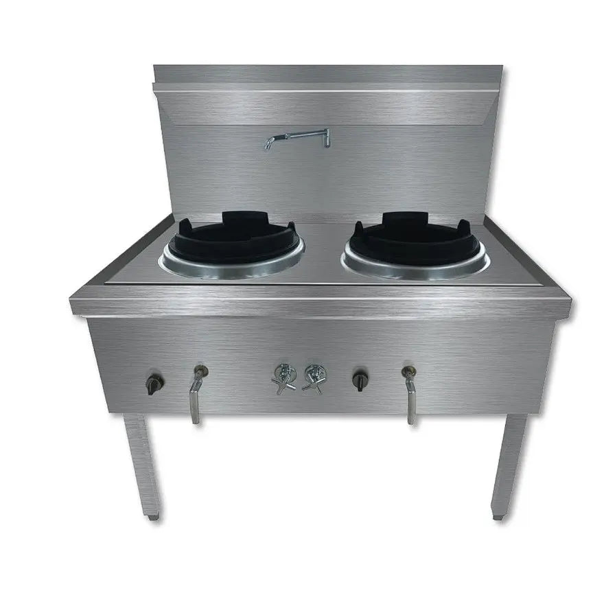 2NDs: Stainless Steel Waterless LPG Double Wok Chimney Burner WW-2LC Mattys