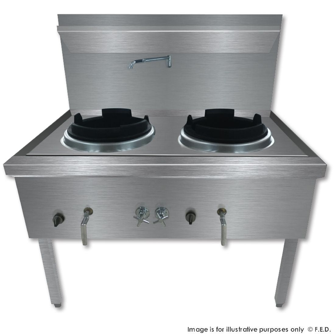 F.E.D. Gasmax Stainless Steel Waterless Nature Gas Double Wok - WW-2N Mattys