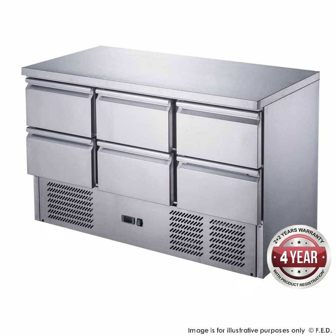 F.E.D. FED-X XGNS1300-6D Six Drawer Compact Workbench Fridge Mattys