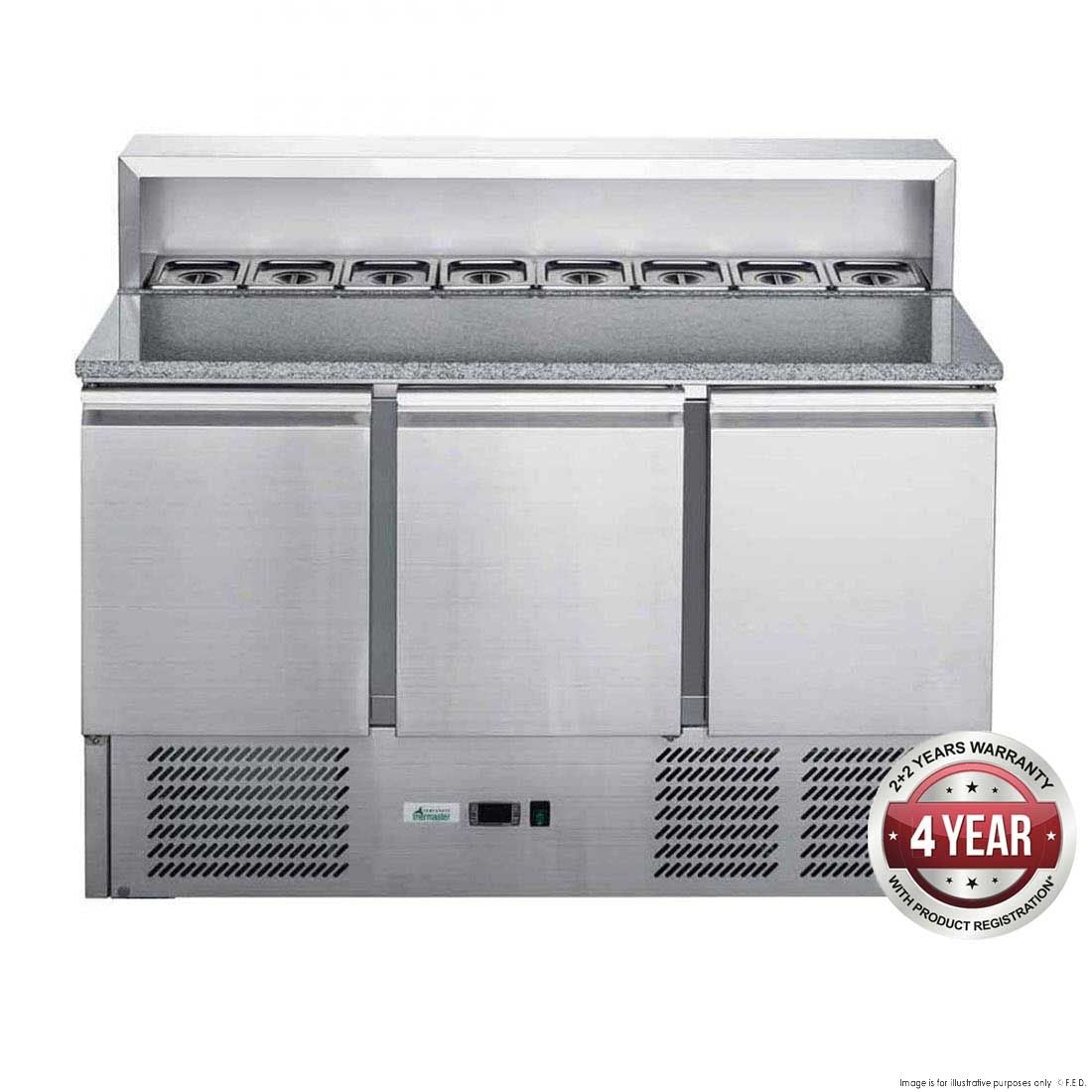 F.E.D. FED-X Three Door Salad Prep Fridge with Marble - XGNS1300E Mattys