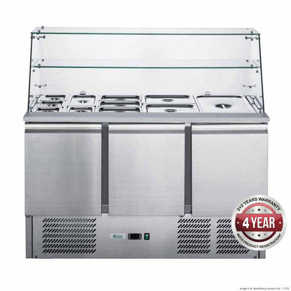 F.E.D. FED-X Three Door Salad Prep Fridge with Glass - XS903GC Mattys