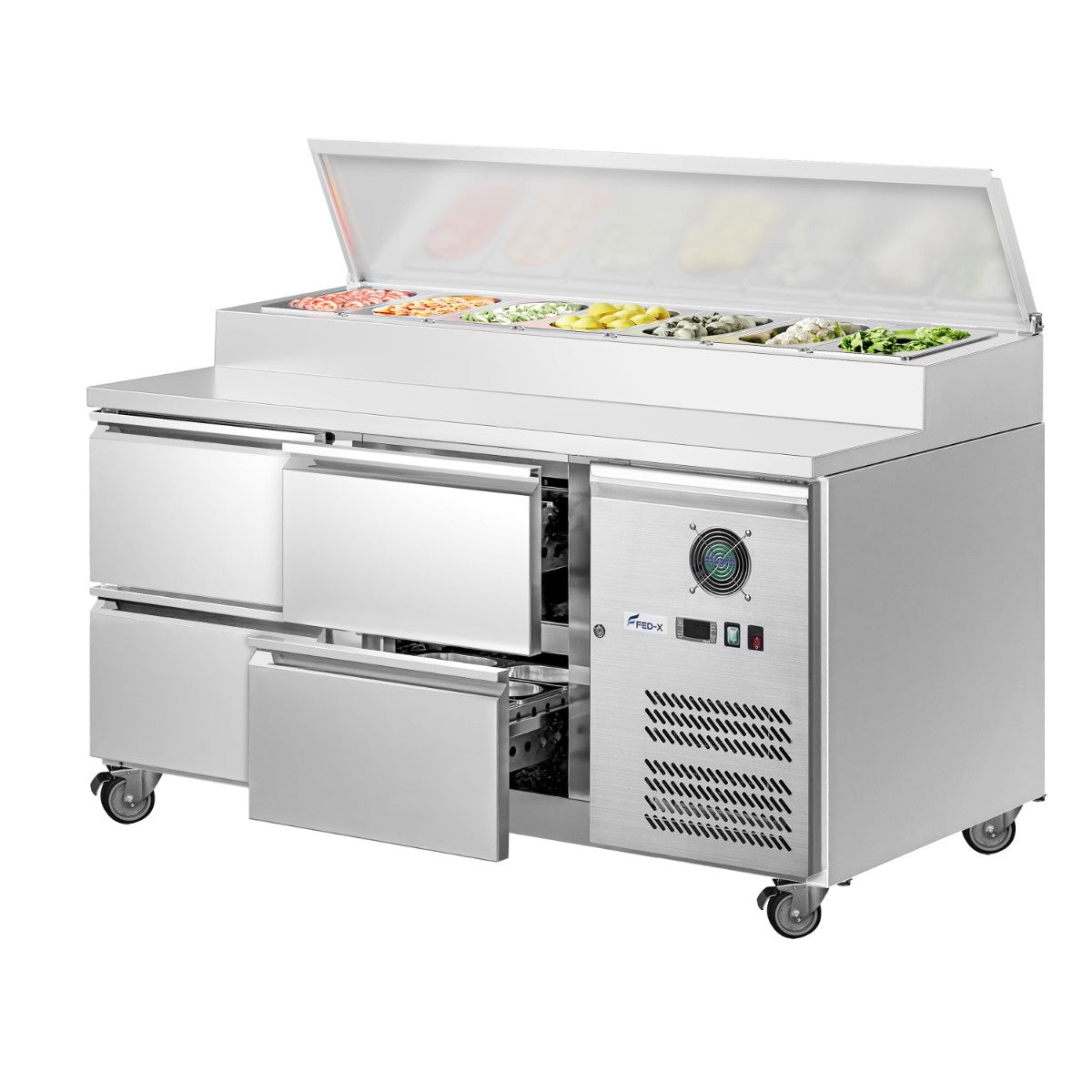 FED-X S/S Four Drawer Sandwich Counter - XSS7C13S2V-4D FED-X