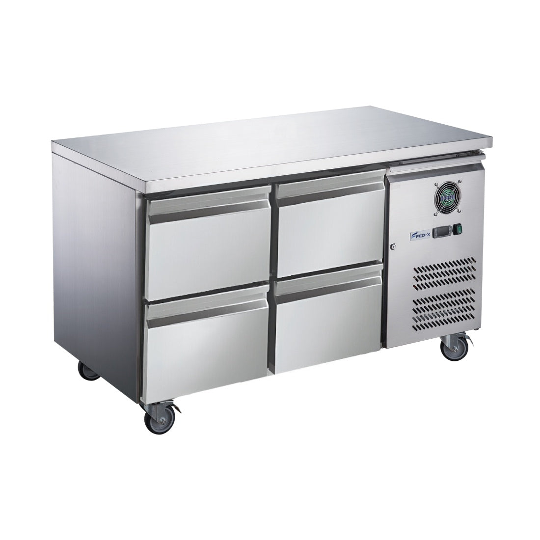 FED-X S/S Four-Door Bench Fridge with Drawers - XUB7C13S2D FED-X
