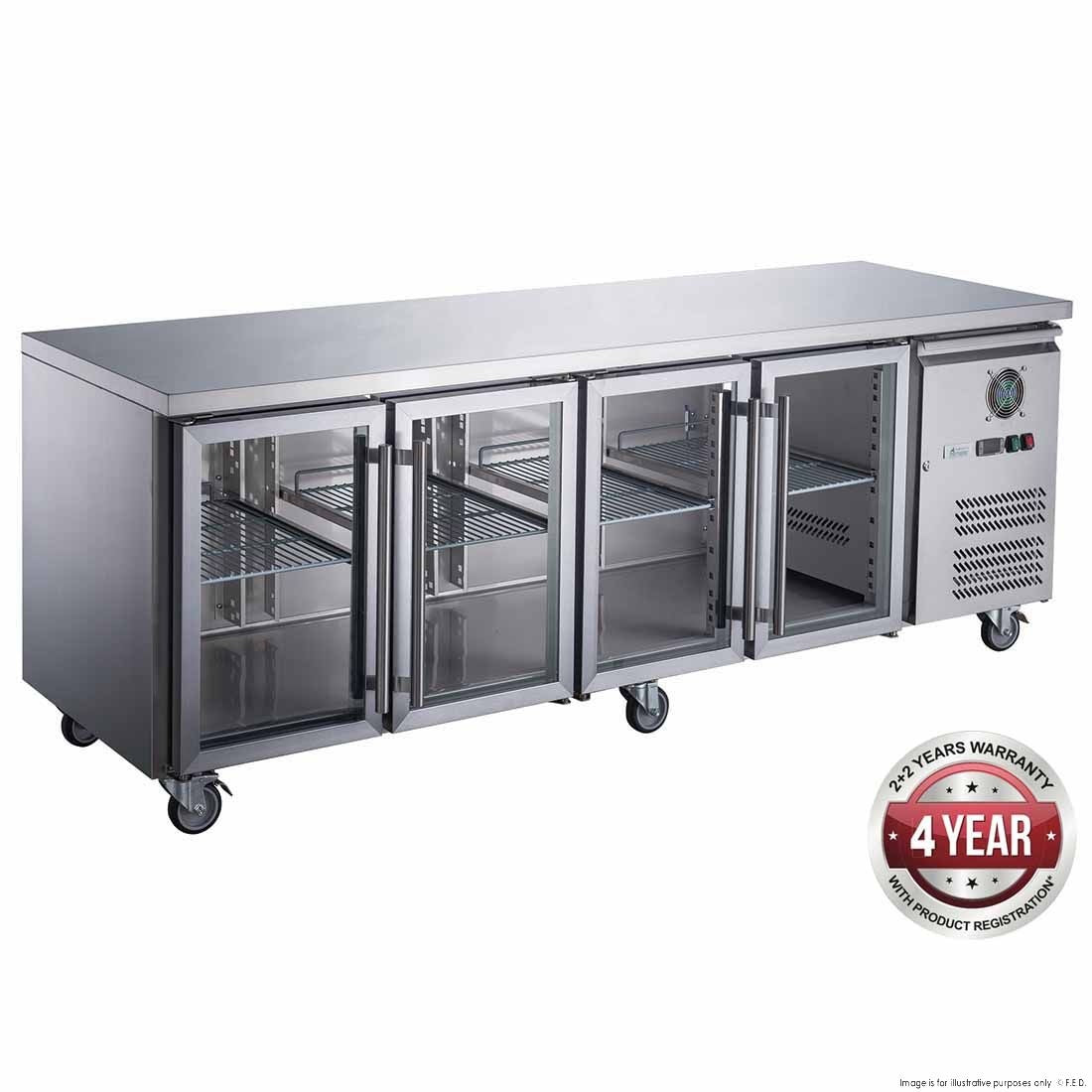 F.E.D. XUB7C22G4V FED-X Four Glass Door Bench Fridge Mattys