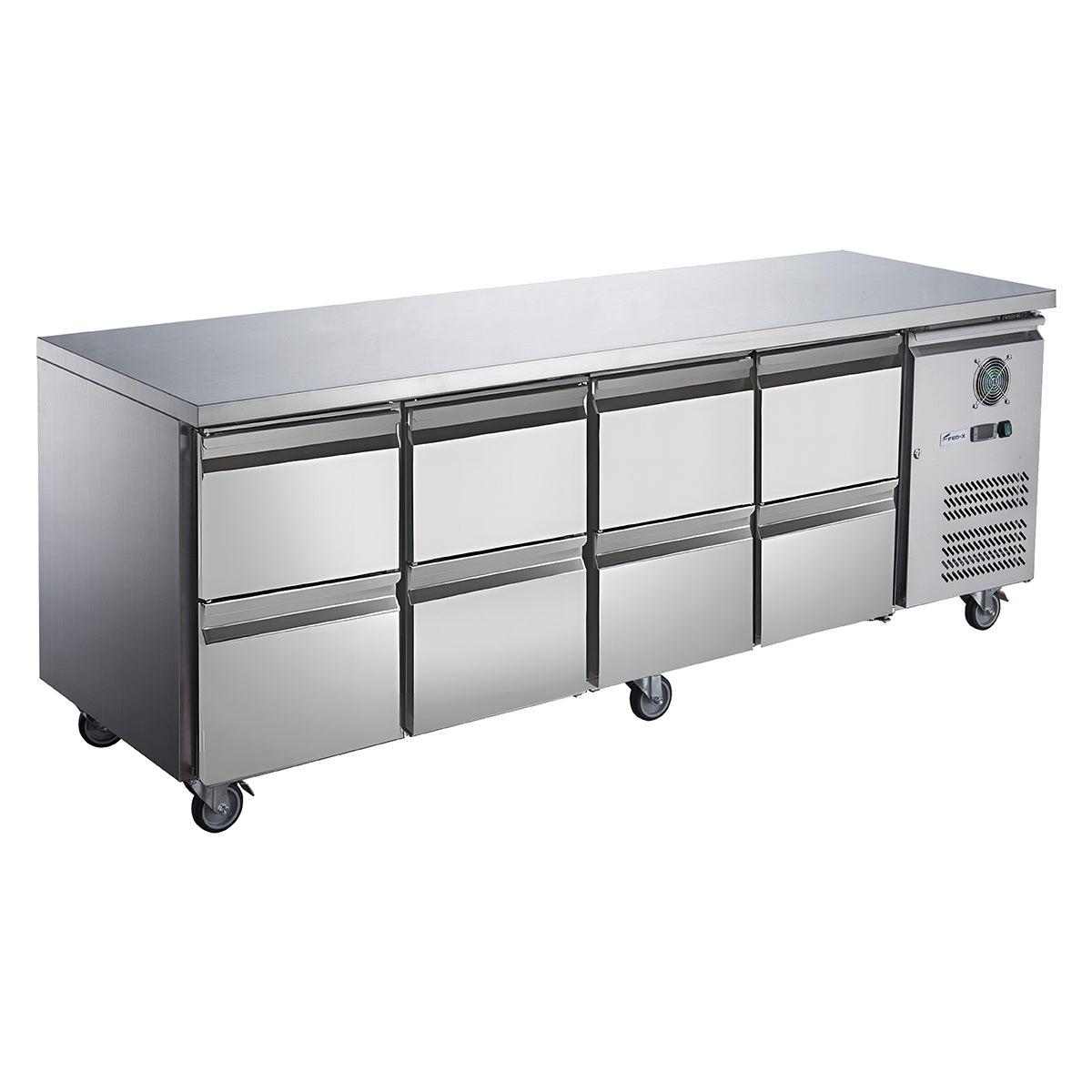 FED-X S/S Eight-Door Bench Fridge with Drawers - XUB7C22S4D FED-X