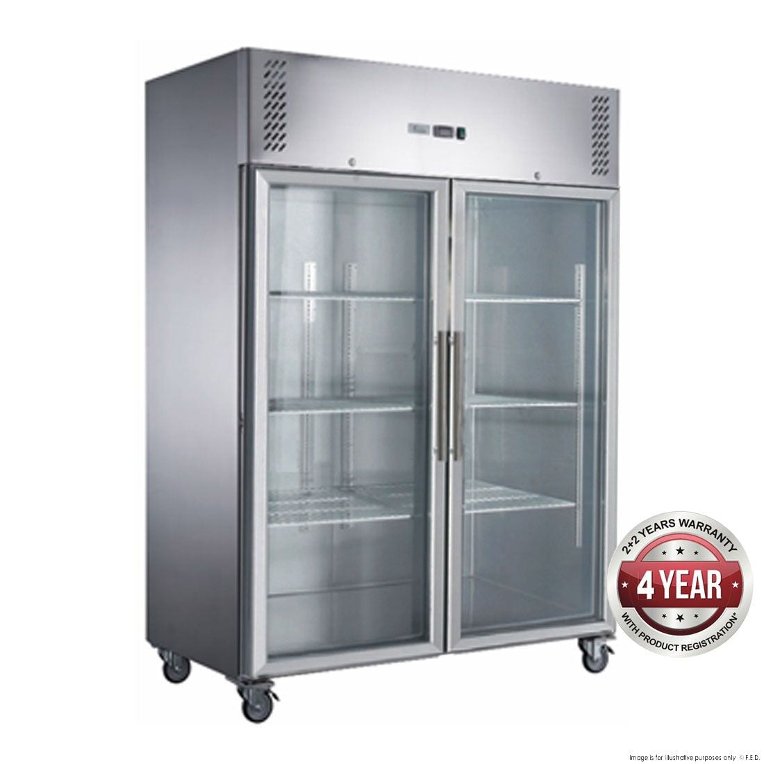 F.E.D. FED-X S/S Two Full Glass Door Upright Fridge - XURC1410G2V Mattys