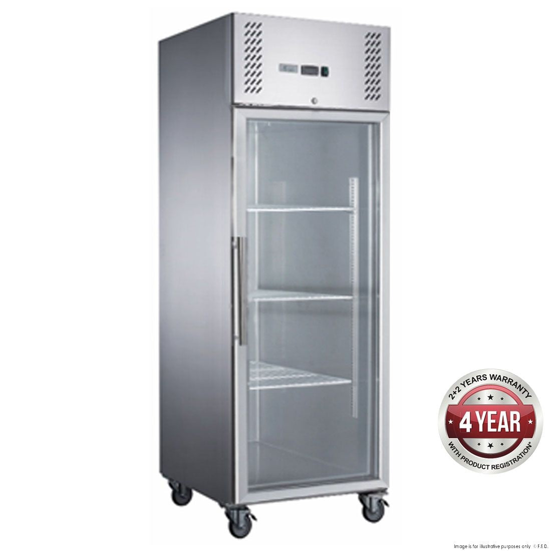 F.E.D. FED-X S/S Full Glass Door Upright Fridge - XURC600G1V Mattys