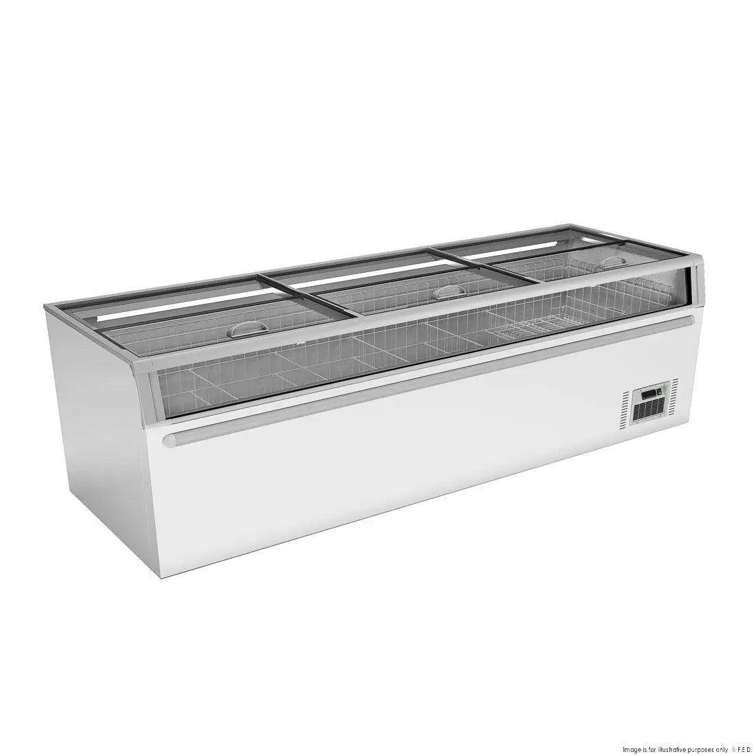 F.E.D. Thermaster ZCD-L250G 1105L Supermarket Island Freezer with Glass Sliding Lids Mattys