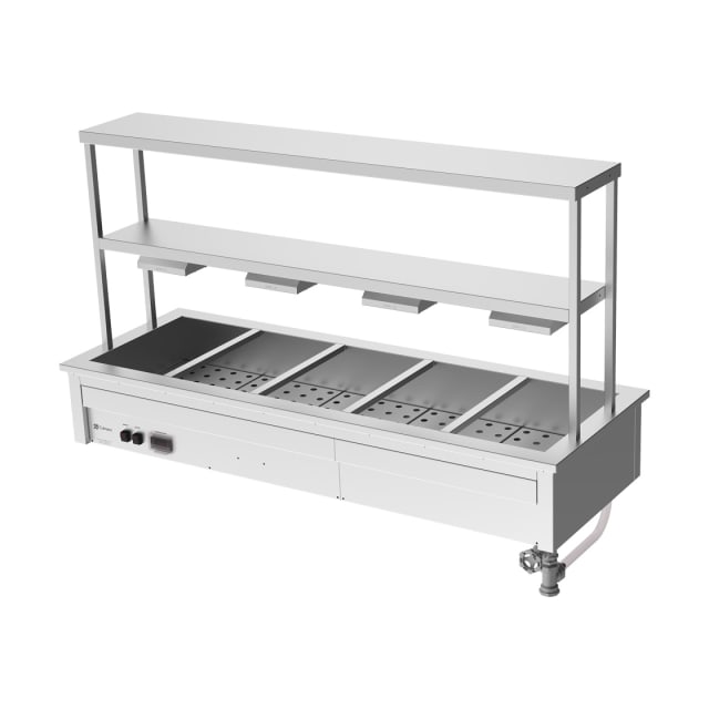 Culinaire Drop In Bain Marie with Double Gantry & Heat Lamps to Bottom Shelf CH.BM.D.GDB.5 Culinaire