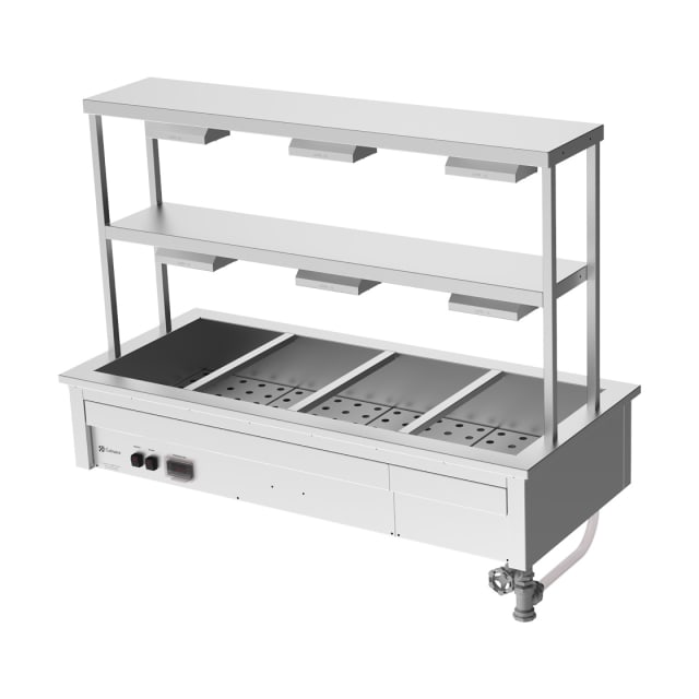 Culinaire Drop In Bain Marie with Double Gantry & Heat Lamps to Bottom & Top Shelves CH.BM.D.GDD.4 Culinaire