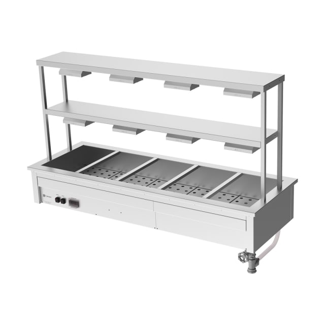 Culinaire Drop In Bain Marie with Double Gantry & Heat Lamps to Bottom & Top Shelves CH.BM.D.GDD.5 Culinaire