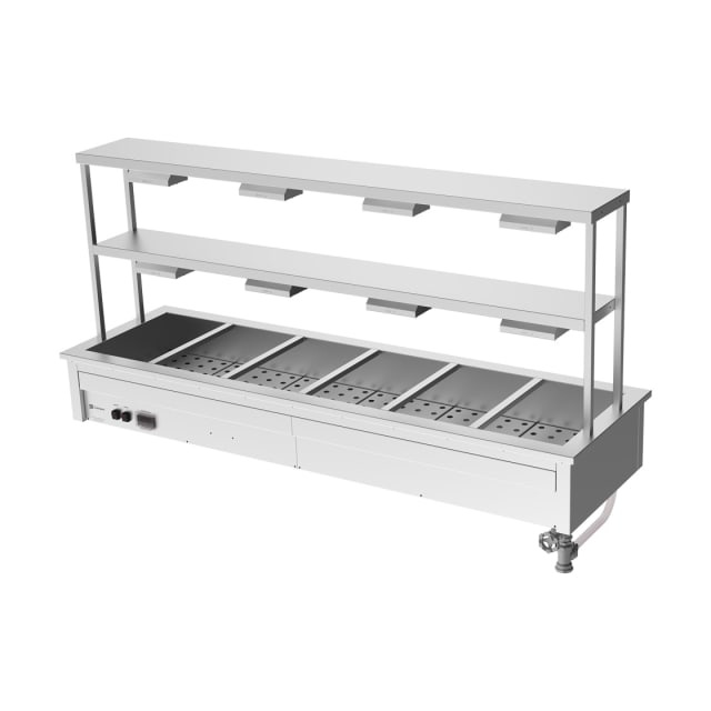 Culinaire Drop In Bain Marie with Double Gantry & Heat Lamps to Bottom & Top Shelves CH.BM.D.GDD.6 Culinaire