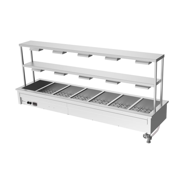 Culinaire Drop In Bain Marie with Double Gantry & Heat Lamps to Bottom & Top Shelves CH.BM.D.GDD.7 Culinaire