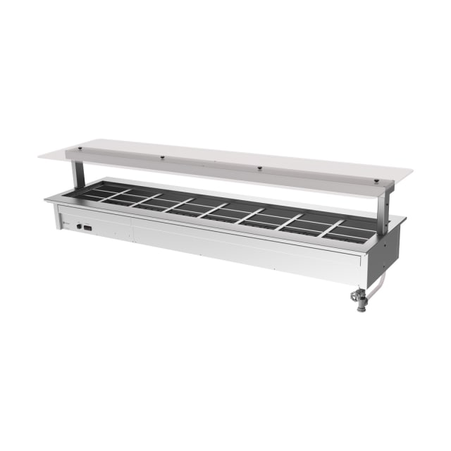 Culinaire Drop In Counter Line Bain Marie With Flat Glass Gantry - Stainless Steel Fixings CH.BMC.D.GSF.8 Culinaire