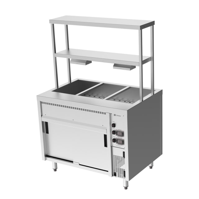 Culinaire Island Bain Marie with Double Gantry & Heat Lamps to Bottom Shelf CH.BMH.I.GDB.3 Culinaire